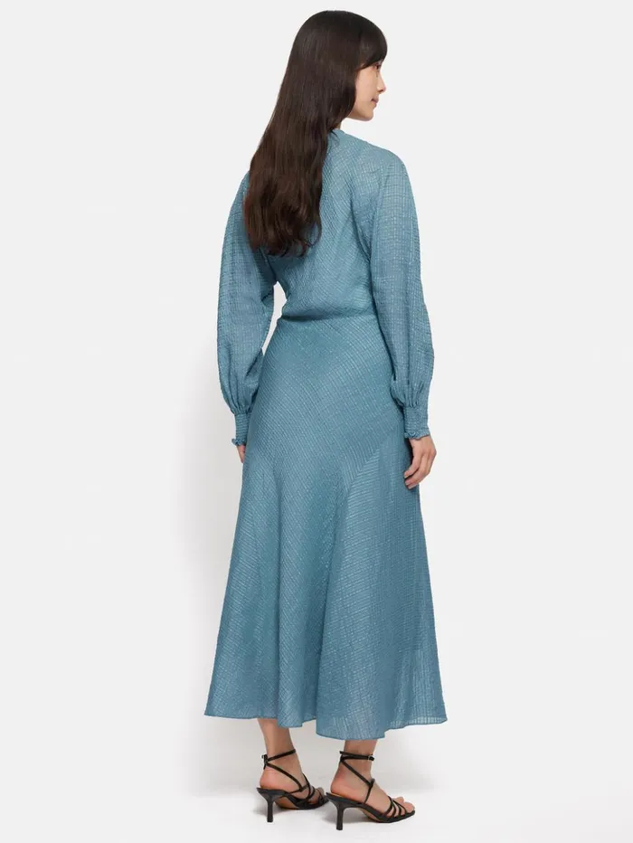 Jigsaw Silk Linen Gauze Maxi Dress Blue Women Dresses and Jumpsuits