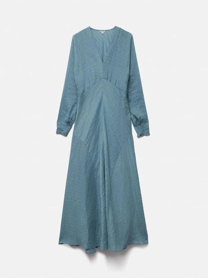 Jigsaw Silk Linen Gauze Maxi Dress Blue Women Dresses and Jumpsuits