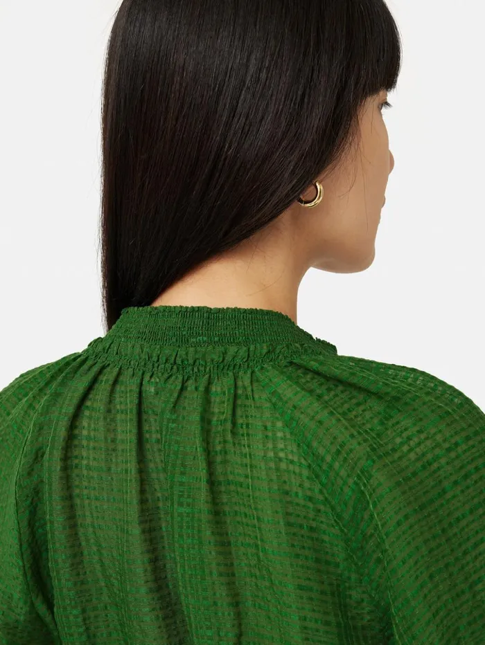 Jigsaw Silk Linen Gauze Midi Dress Green Women Dresses and Jumpsuits