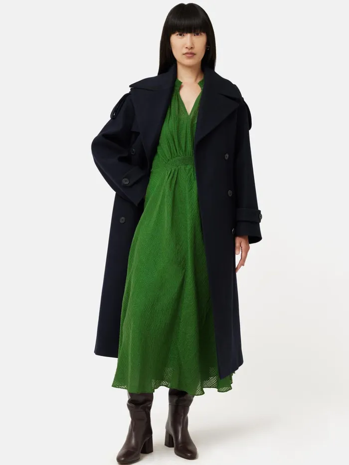 Jigsaw Silk Linen Gauze Midi Dress Green Women Dresses and Jumpsuits