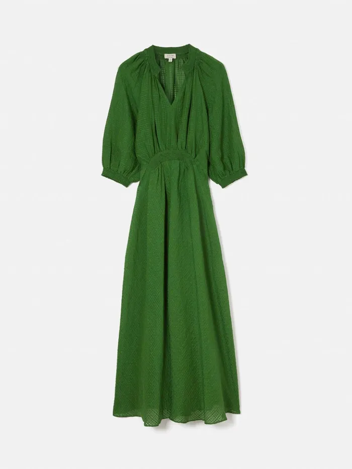 Jigsaw Silk Linen Gauze Midi Dress Green Women Dresses and Jumpsuits