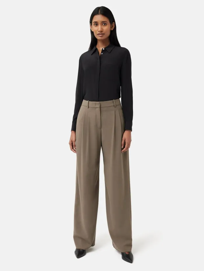 Jigsaw Silk Long Sleeve Shirt Black Women Shirts and Tops