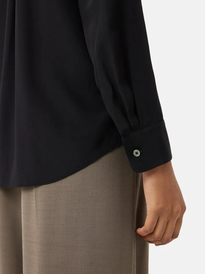 Jigsaw Silk Long Sleeve Shirt Black Women Shirts and Tops