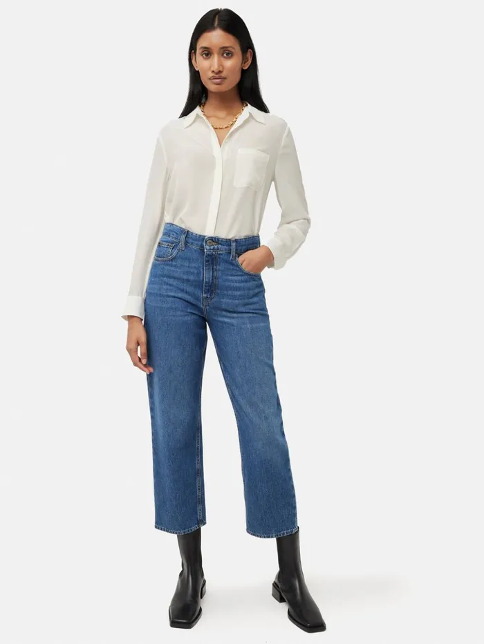 Jigsaw Silk Long Sleeve Shirt Ivory Women Shirts and Tops