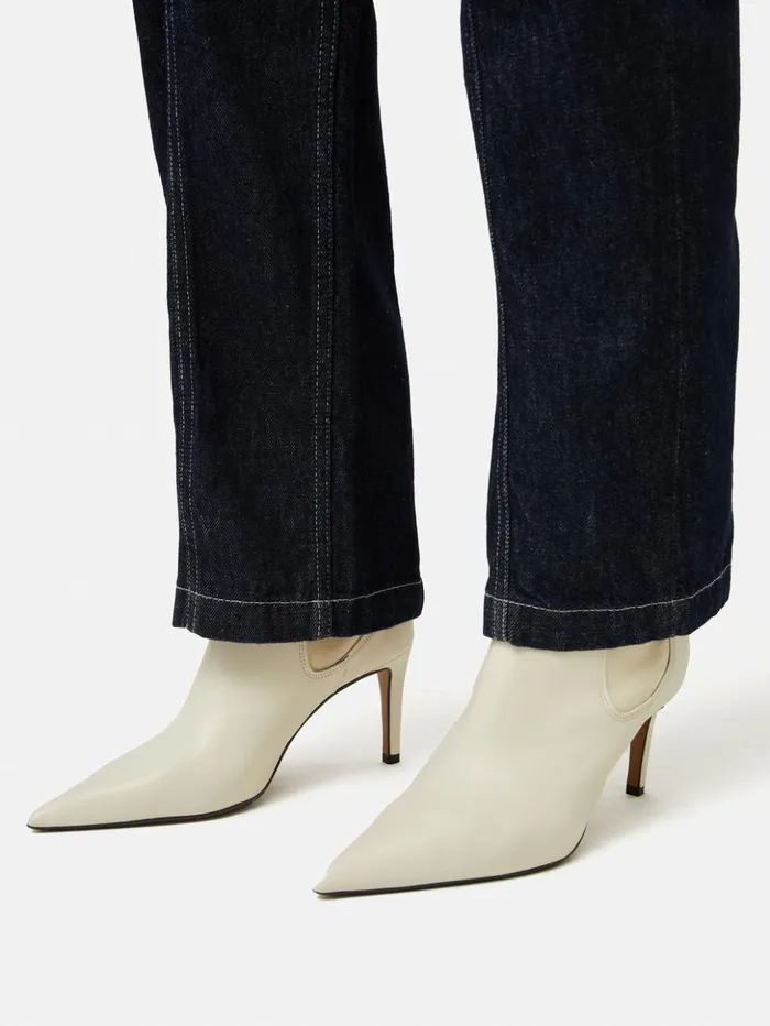 Jigsaw Skelter Heeled Boot Cream Women Heels