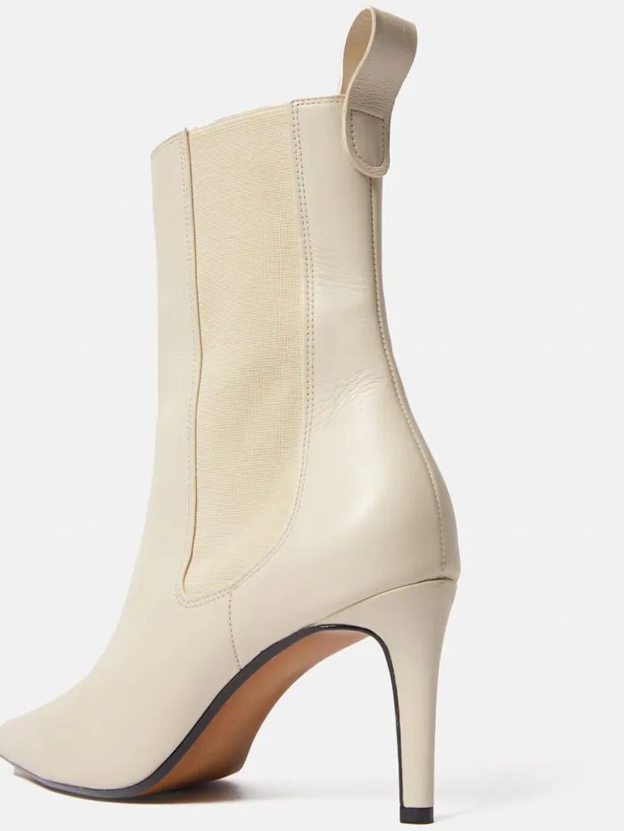 Jigsaw Skelter Heeled Boot Cream Women Heels