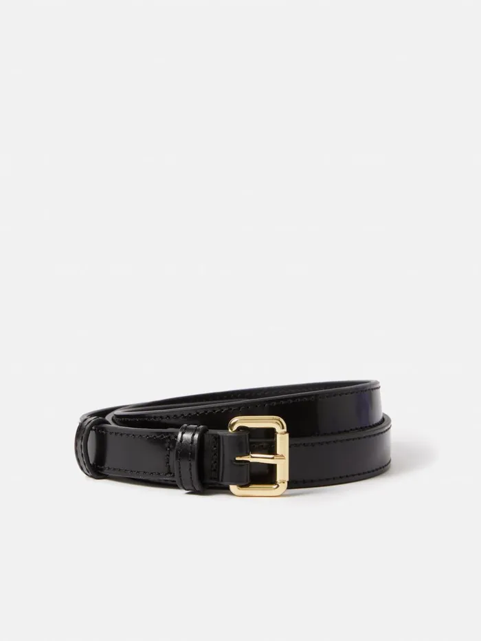 Jigsaw Skinny Leather Belt Black Women Leather