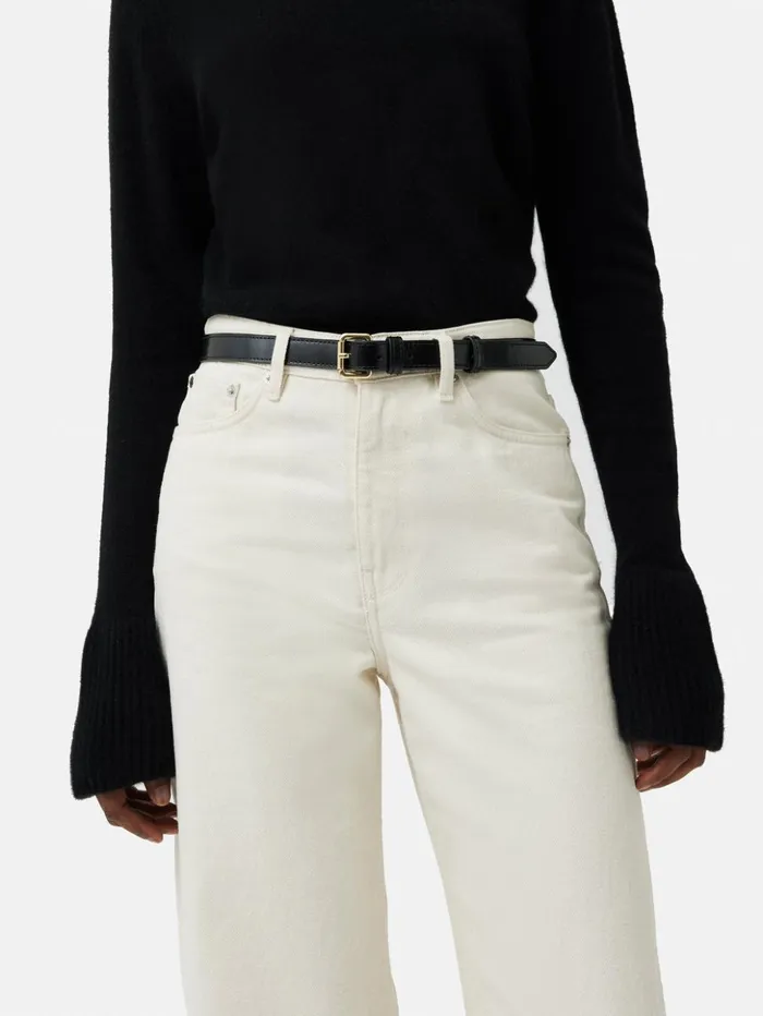Jigsaw Skinny Leather Belt Black Women Leather