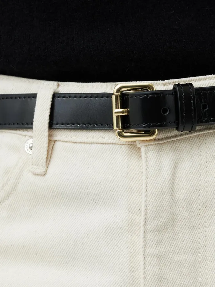 Jigsaw Skinny Leather Belt Black Women Leather
