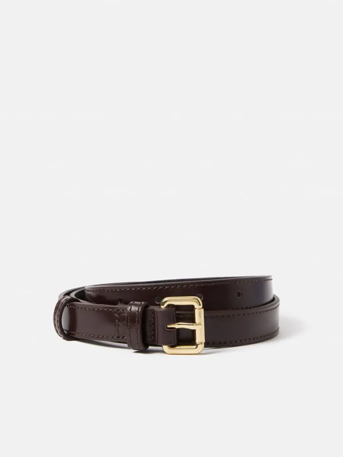 Jigsaw Skinny Leather Belt Conker Women Leather