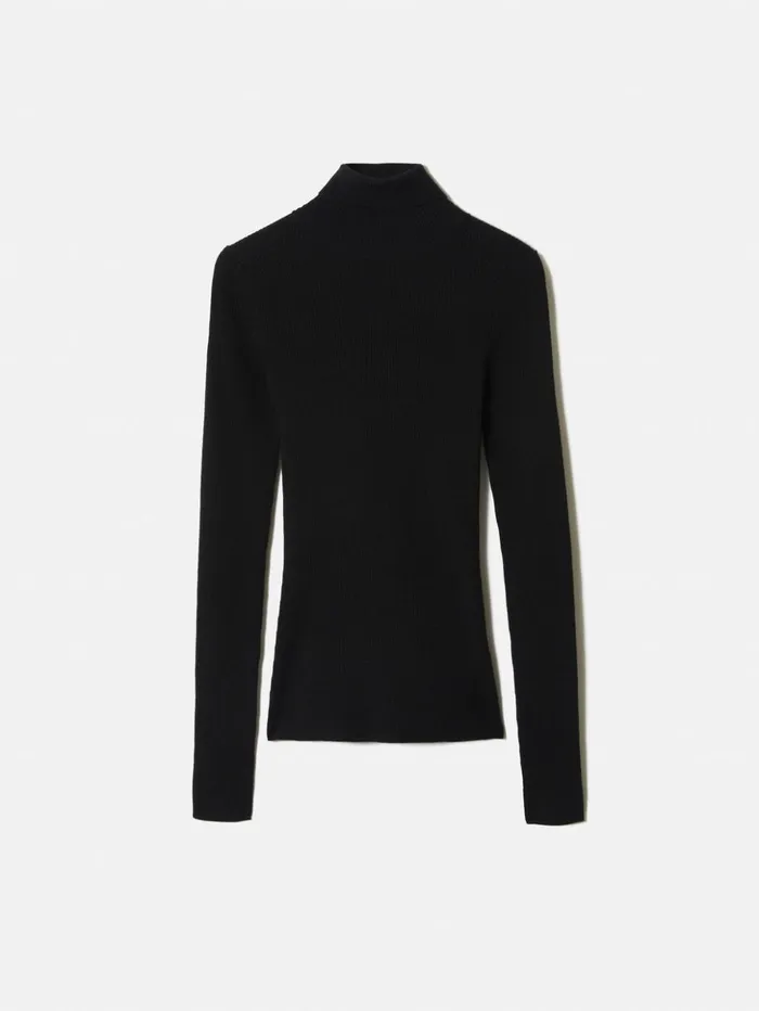 Jigsaw Slash Back Polo Neck Jumper Black Women Knitwear and Cashmere