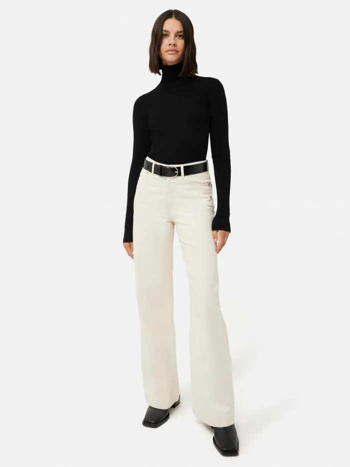 Jigsaw Slash Back Polo Neck Jumper Black Women Knitwear and Cashmere