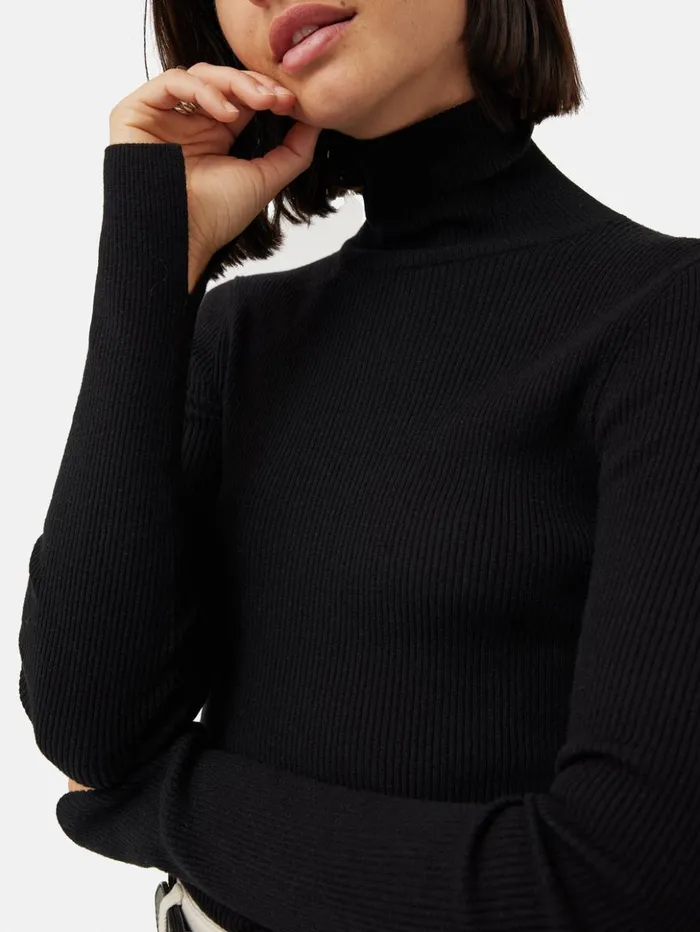 Jigsaw Slash Back Polo Neck Jumper Black Women Knitwear and Cashmere