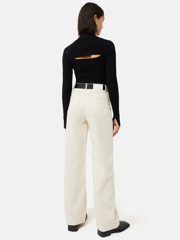 Jigsaw Slash Back Polo Neck Jumper Black Women Knitwear and Cashmere