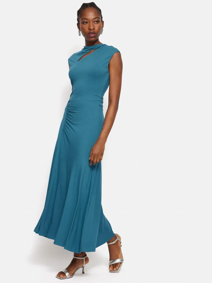 Jigsaw Slash Neck Dress Blue Women Dresses and Jumpsuits
