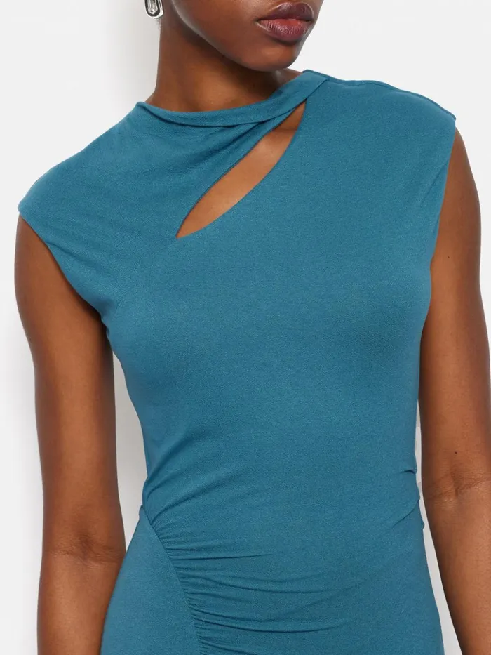 Jigsaw Slash Neck Dress Blue Women Dresses and Jumpsuits