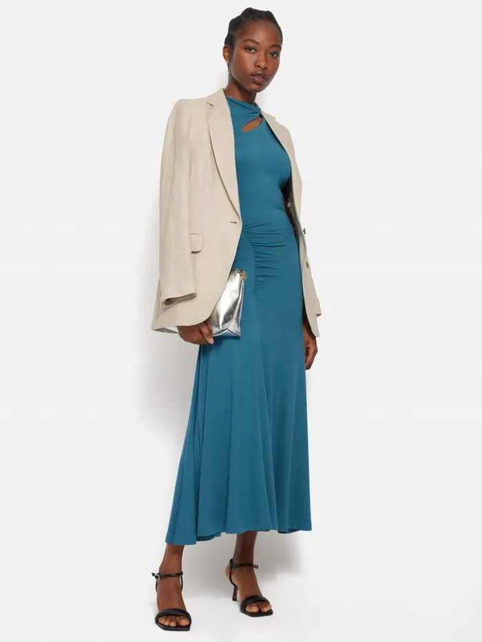 Jigsaw Slash Neck Dress Blue Women Dresses and Jumpsuits