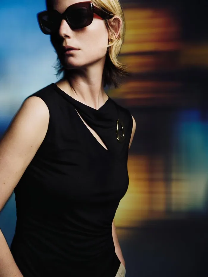 Jigsaw Slash Neck Top Black Women Shirts and Tops