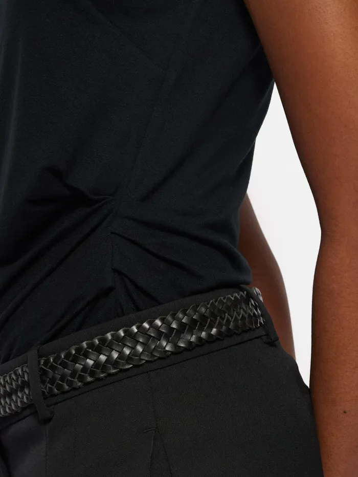 Jigsaw Slash Neck Top Black Women Shirts and Tops