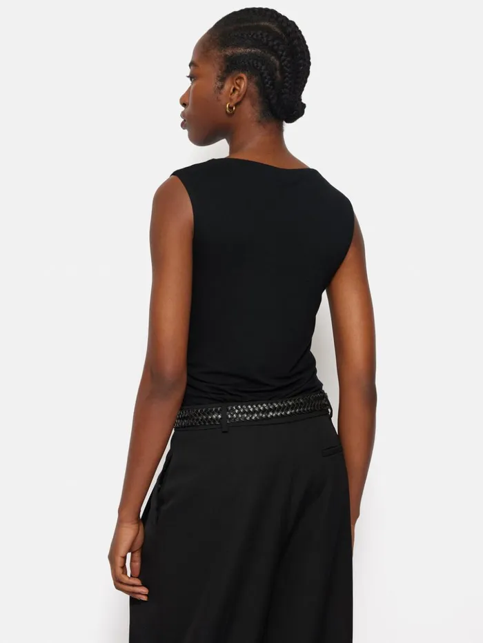 Jigsaw Slash Neck Top Black Women Shirts and Tops