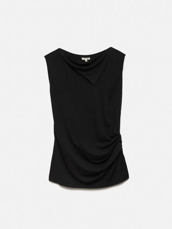 Jigsaw Slash Neck Top Black Women Shirts and Tops