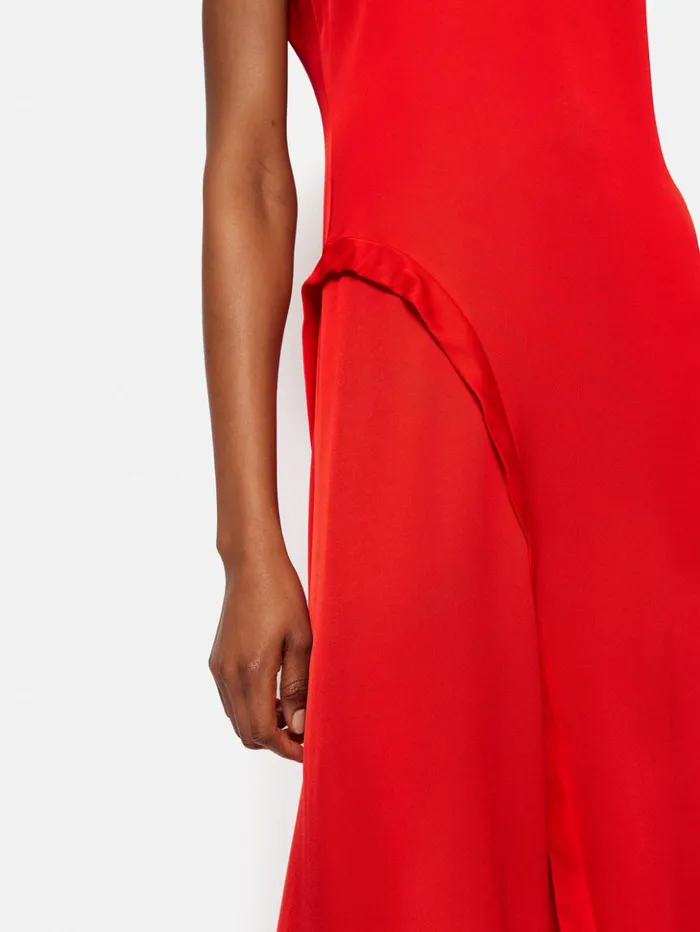 Jigsaw Sleeveless Asymmetric Dress Red Women Dresses and Jumpsuits