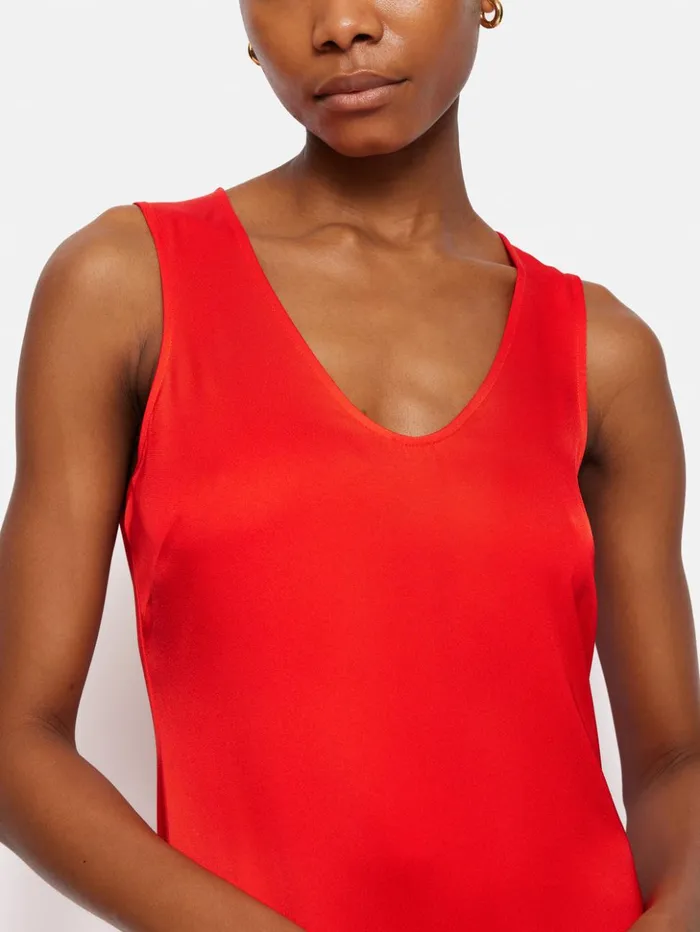 Jigsaw Sleeveless Asymmetric Dress Red Women Dresses and Jumpsuits