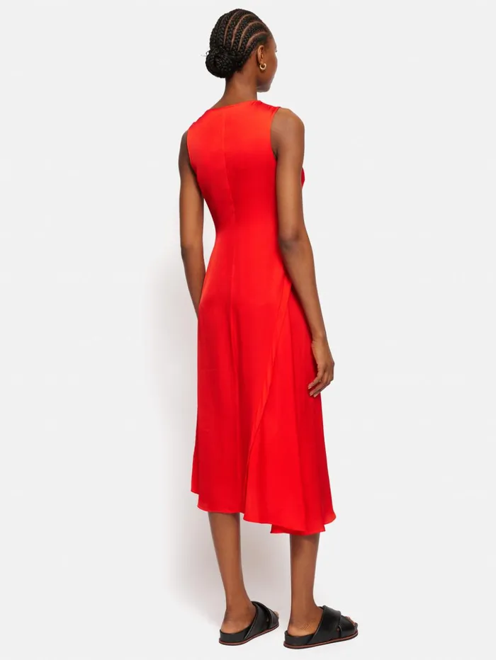 Jigsaw Sleeveless Asymmetric Dress Red Women Dresses and Jumpsuits