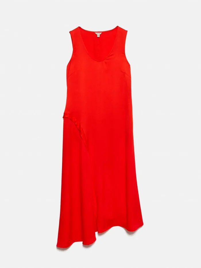 Jigsaw Sleeveless Asymmetric Dress Red Women Dresses and Jumpsuits