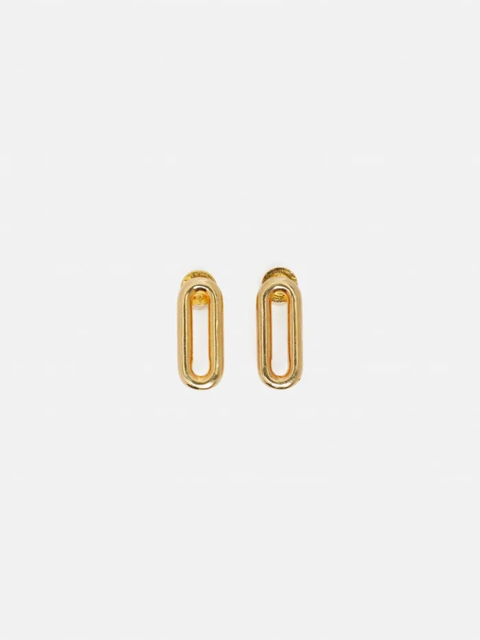 Jigsaw Small Link Stud Earrings Gold Women Jewellery