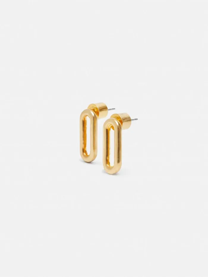 Jigsaw Small Link Stud Earrings Gold Women Jewellery