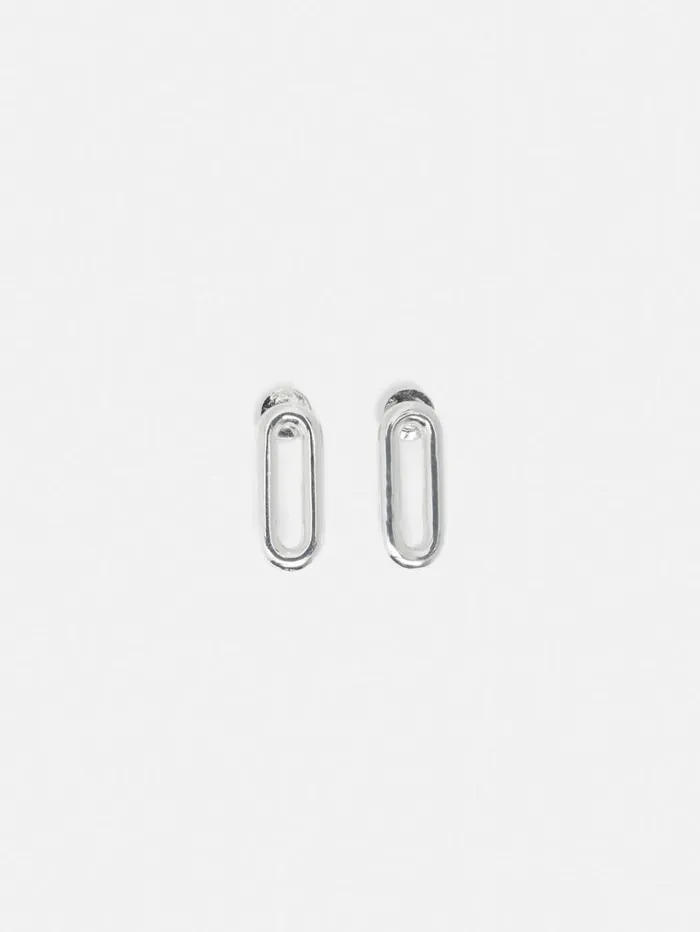Jigsaw Small Link Stud Earrings Silver Women Jewellery