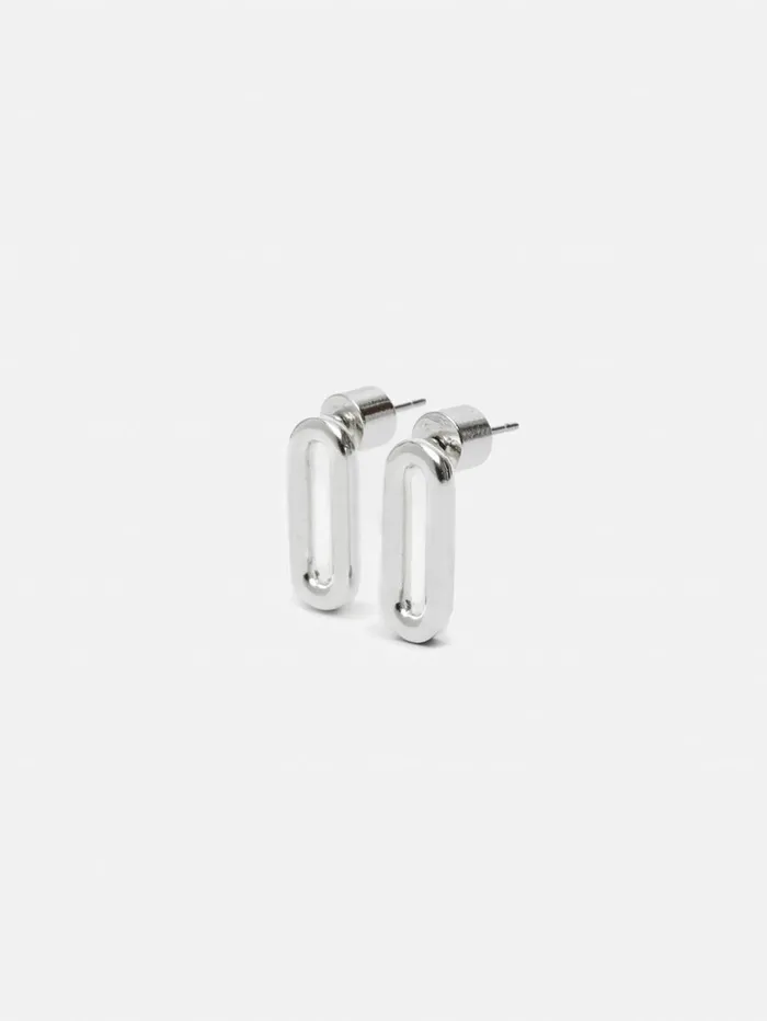 Jigsaw Small Link Stud Earrings Silver Women Jewellery