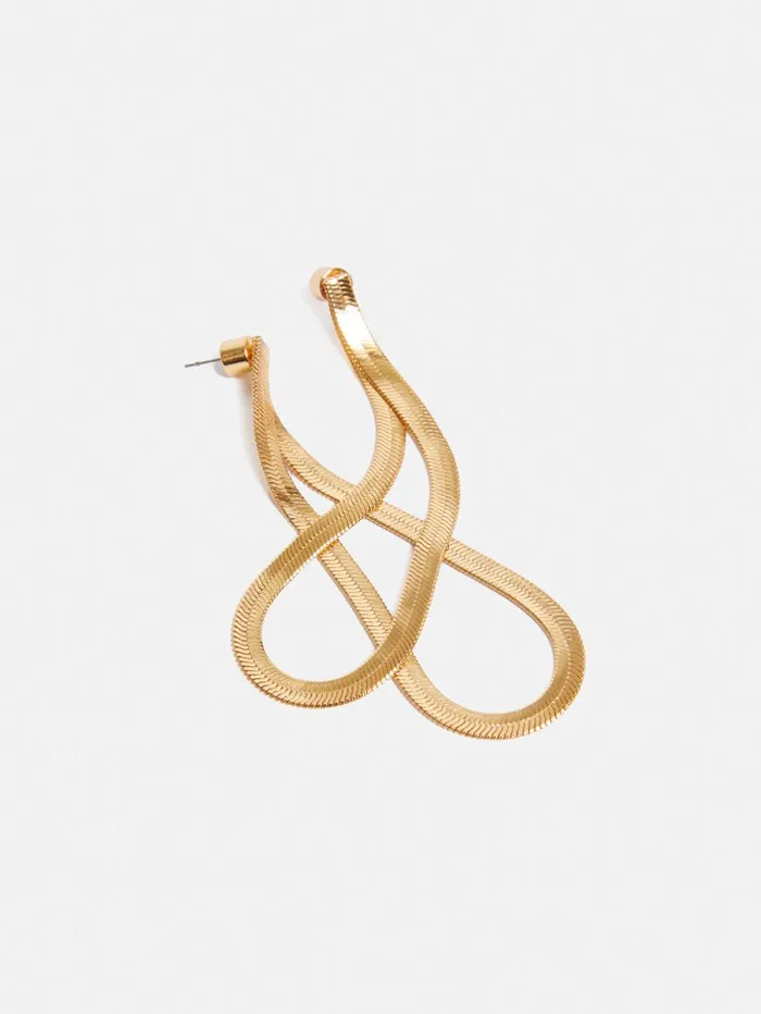 Jigsaw Snake Chain Loop Earrings Gold Women Jewellery