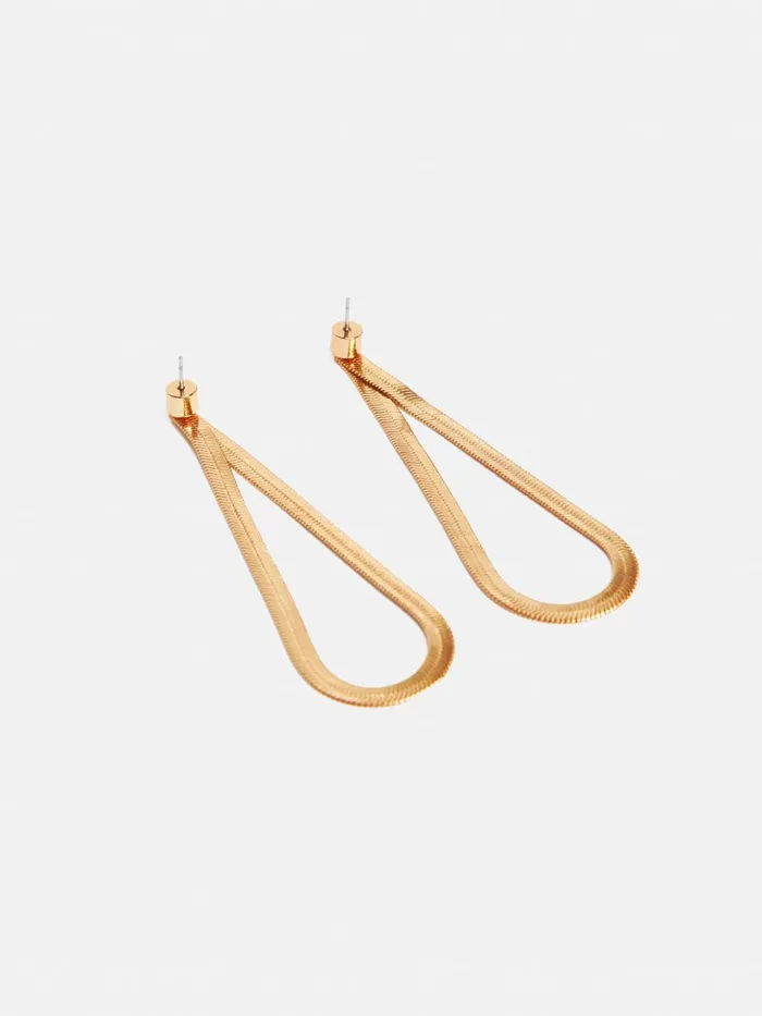 Jigsaw Snake Chain Loop Earrings Gold Women Jewellery