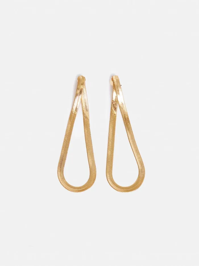 Jigsaw Snake Chain Loop Earrings Gold Women Jewellery