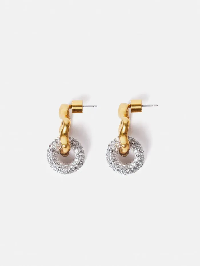 Jigsaw Sparkle Loop Earrings Gold Women Jewellery