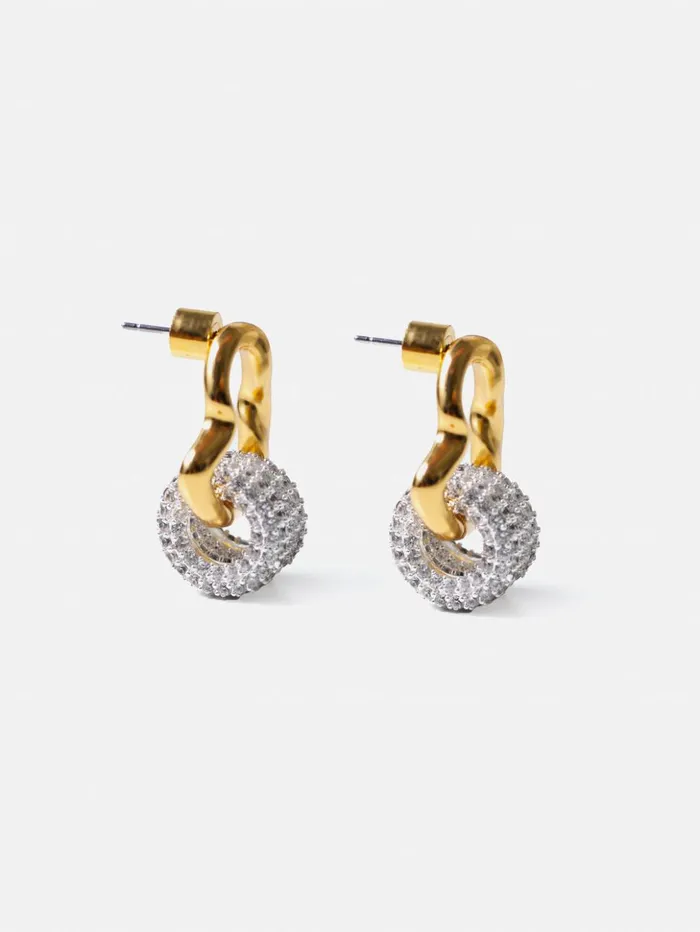 Jigsaw Sparkle Loop Earrings Gold Women Jewellery