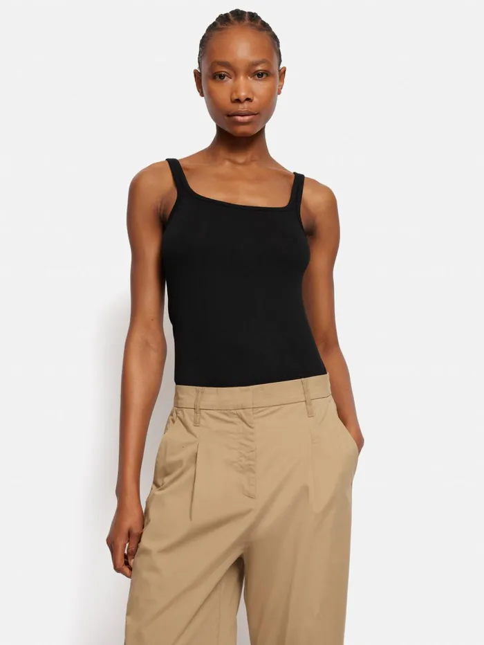 Jigsaw Square Neck Layering Tank Black Women Shirts and Tops