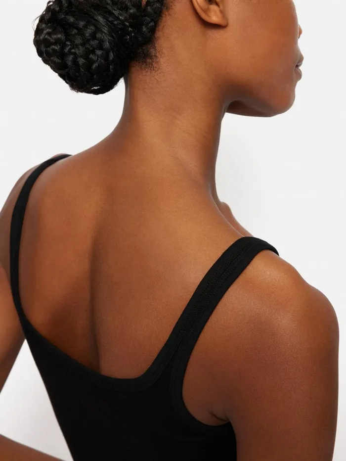 Jigsaw Square Neck Layering Tank Black Women Shirts and Tops