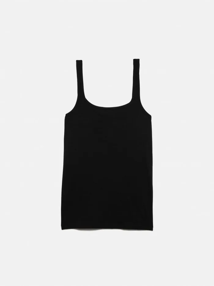 Jigsaw Square Neck Layering Tank Black Women Shirts and Tops