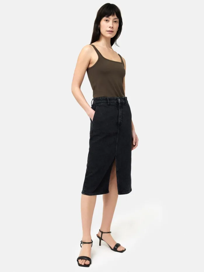 Jigsaw Square Neck Layering Tank Brown Women Shirts and Tops