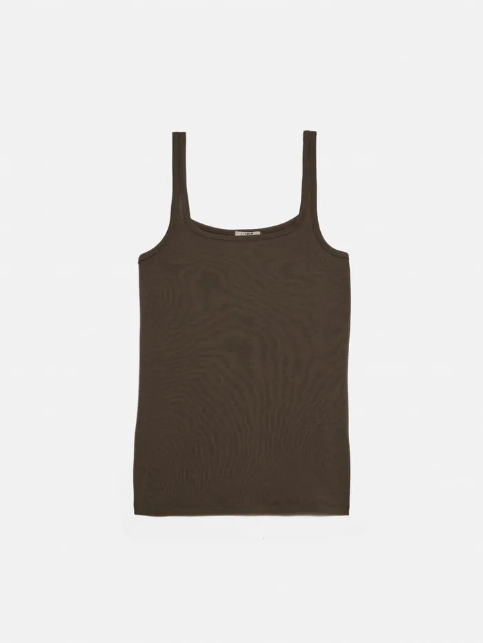 Jigsaw Square Neck Layering Tank Brown Women Shirts and Tops