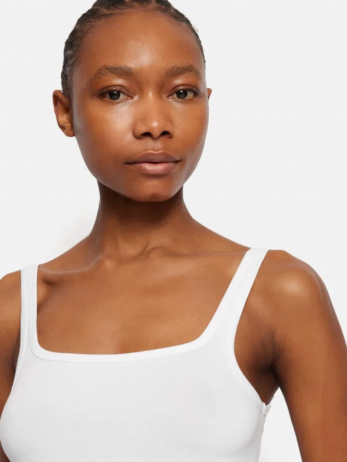 Jigsaw Square Neck Layering Tank White Women Shirts and Tops