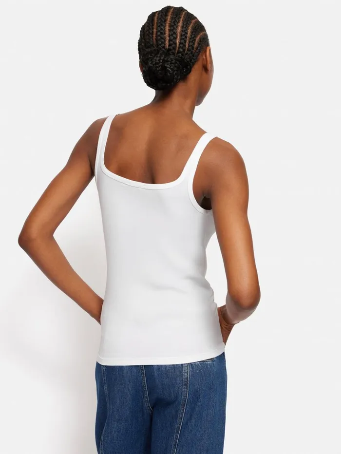 Jigsaw Square Neck Layering Tank White Women Shirts and Tops