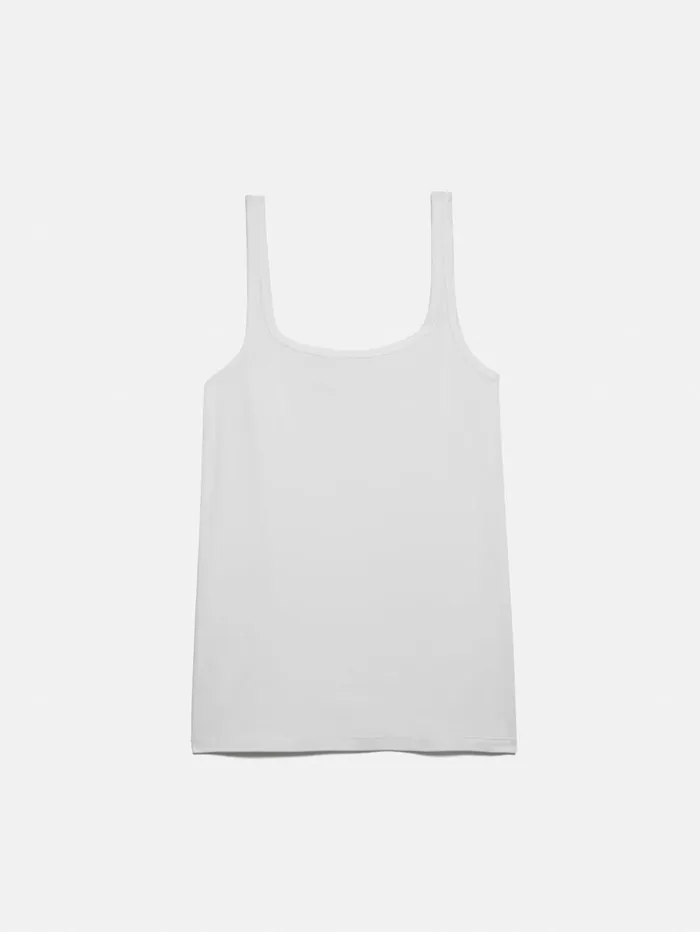 Jigsaw Square Neck Layering Tank White Women Shirts and Tops