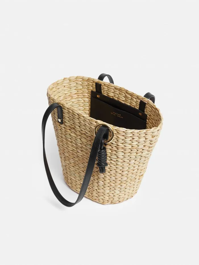 Jigsaw Straw Bucket Bag Natural Women Bags