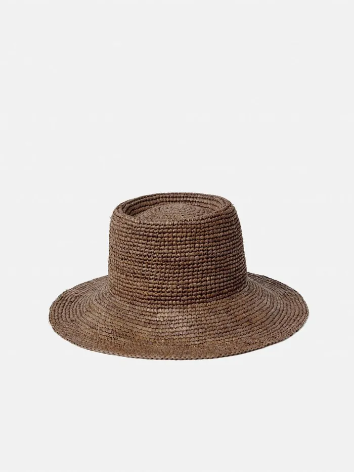 Jigsaw Straw Bucket Hat Brown Women Hats