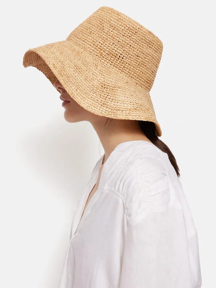 Jigsaw Straw Bucket Hat Natural Women Hats