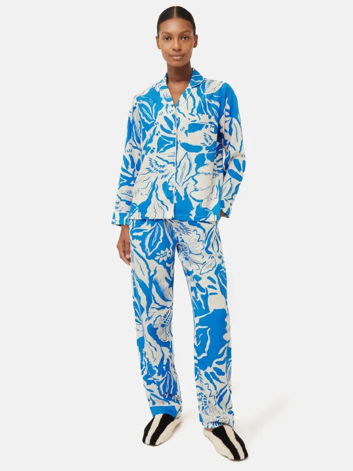 Jigsaw Strokes Floral Pyjama Blue Women Pyjamas